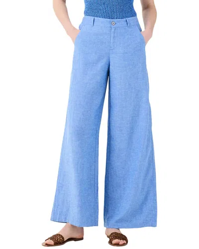Nic + Zoe Nic+zoe Rumba Linen-blend Wide Leg Trouser In Blue