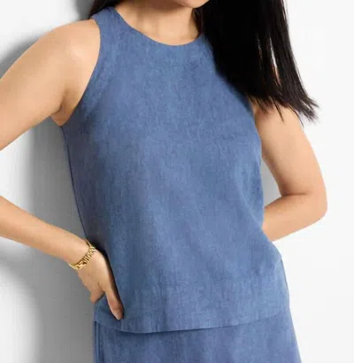 NIC + ZOE RUMBA LINEN POP ON TANK IN BLUE MIX