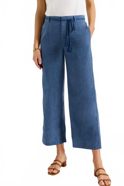 Nic + Zoe Rumba Linen Rope Belt Pant In Blue Mix