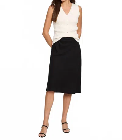 Nic + Zoe Rumba Linen Slip Skirt In Black Onyx