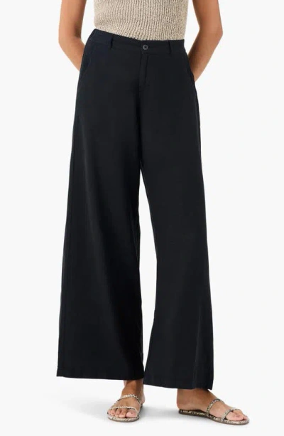 Nic + Zoe Rumba Organic Linen Blend Wide Leg Trousers In Black Onyx