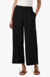 Nic + Zoe Rumba Park Wide Leg Crop Organic Linen Blend Pants In Black Onyx