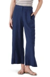 Nic + Zoe Rumba Park Wide Leg Crop Organic Linen Blend Pants In Dark Indigo