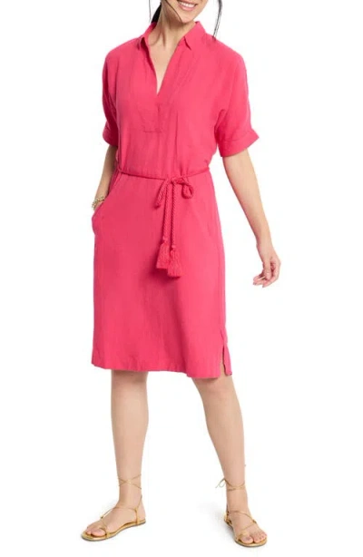 Nic + Zoe Nic+zoe Rumba Tie Belt Linen Blend Shirtdress In Green