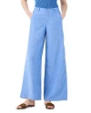 Nic + Zoe Rumba Organic Linen Blend Wide Leg Trousers In Blue Mix