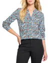 Nic + Zoe Sand Dollar Long Sleeve Top In Blue Multi In Multi