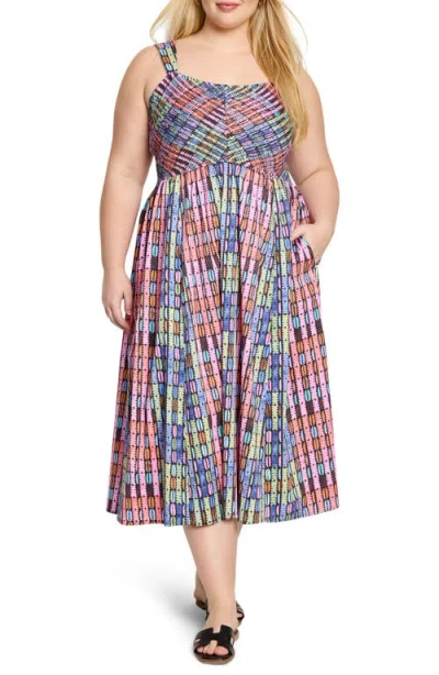 Nic + Zoe Nic+zoe Sarah Rainbow Macaroon Sleeveless Stretch Cotton Maxi Dress In Pink Multi