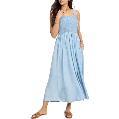 Nic + Zoe Nic+zoe Sarah Smocked Chambray Sundress In Blue