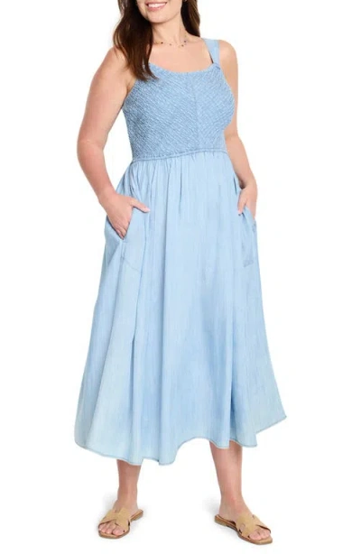 NIC + ZOE NIC+ZOE SARAH SMOCKED CHAMBRAY SUNDRESS