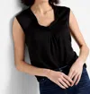 Nic + Zoe Satin Chiffon Layer Top In Black Onyx In Black