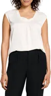 Nic + Zoe Satin Chiffon Layer Top In Classic Cream In Multi