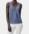 Nic + Zoe Satin Chiffon Scoop Neck Tank In Slate In Grey