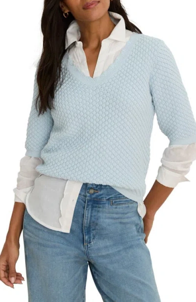 Nic + Zoe Nic+zoe Scallop Textured Sweater In Blue