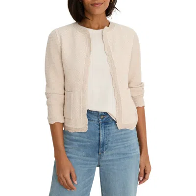 Nic + Zoe Nic+zoe Scallop Trim Mixed Media Jacket In Brown