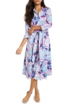 Nic + Zoe Nic+zoe Scribble Blooms Midi Shirtdress In Purple Multi