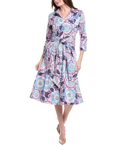Nic + Zoe Scribble Blooms Shirt Dress In Purple