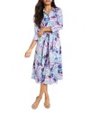 Nic + Zoe Nic+zoe Scribble Blooms Midi Shirtdress In Purple Multi
