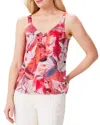 Nic + Zoe Scribble Bouquet Crepe Cami Top In Pink Multi