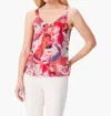Nic + Zoe Scribble Bouquet Crepe Cami Top In Pink Multi In Pink