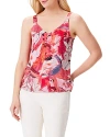 Nic + Zoe Scribble Bouquet Crepe Cami Top In Pink Multi In Pink Multi