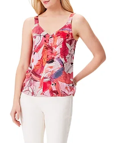 Nic + Zoe Scribble Bouquet Crepe Cami Top In Pink Multi