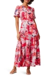 NIC + ZOE SCRIBBLE BOUQUET TIERED MAXI DRESS