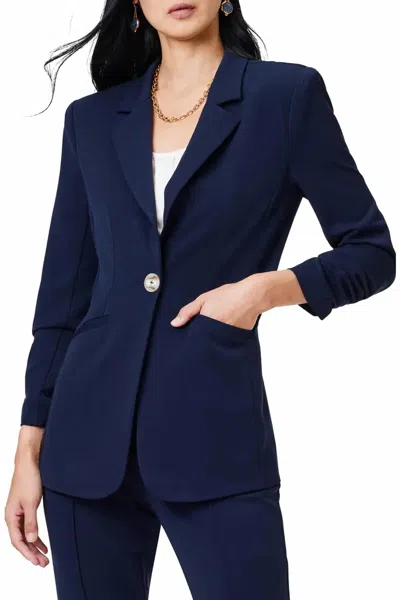 Nic + Zoe Scrunch Sleeve Avenue Jacket In Dark Indigo In Purple
