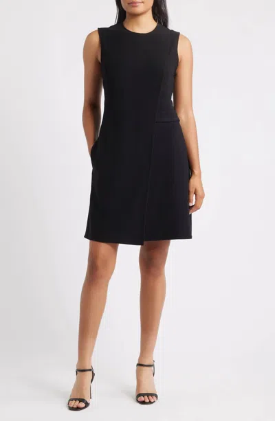 Nic + Zoe Scuba Knit Angled Mini Dress In Black Onyx