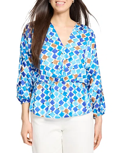 Nic + Zoe Nic+zoe Sofia Mosaic Print Peplum Top In Blue Multi