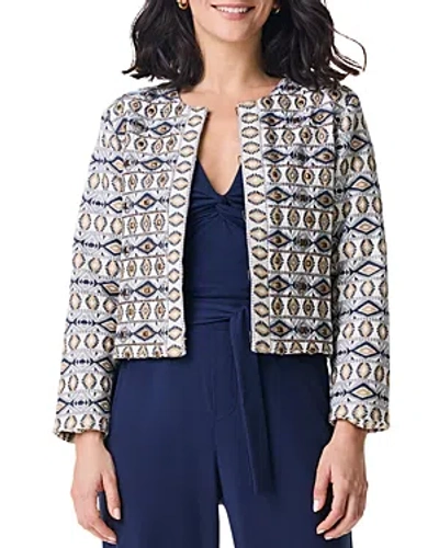 Nic + Zoe Nic+zoe Seaside Glimmer Embroidered Jacket In Neutral Multi