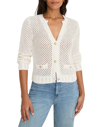 Nic + Zoe Nic+zoe Sequin Glow Open Stitch Cardigan In White
