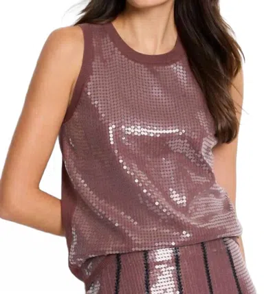 Nic + Zoe Sequin Knit Tank In Chai In Brown