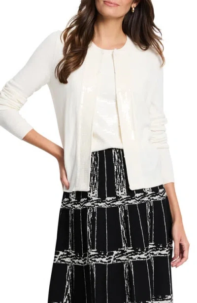 Nic + Zoe Nic+zoe Sequin Trim Cardigan In Classic Cream
