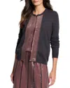 Nic + Zoe Sequin Trimmed Cardigan In Charcoal In Brown