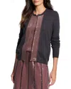 Nic + Zoe Sequin Trimmed Cardigan In Charcoal