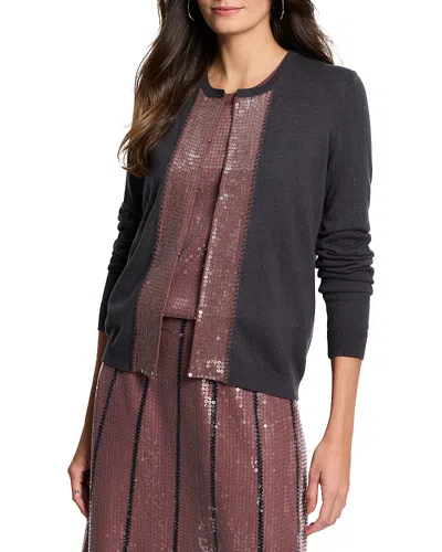 Nic + Zoe Sequin Trimmed Cardigan In Charcoal