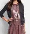 NIC + ZOE SEQUIN TRIMMED CARDIGAN IN CHARCOAL