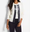 Nic + Zoe Sequin Trimmed Cardigan In Cream In White
