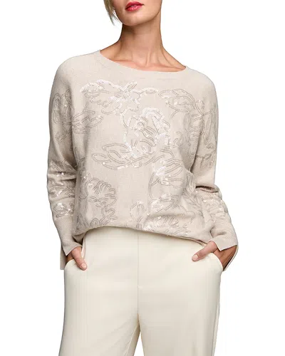 Nic + Zoe Nic+zoe Sequinned Boat Neck Sweater In Neutral
