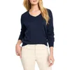 Nic + Zoe Nic+zoe Set In V-neck Sweater In Blue