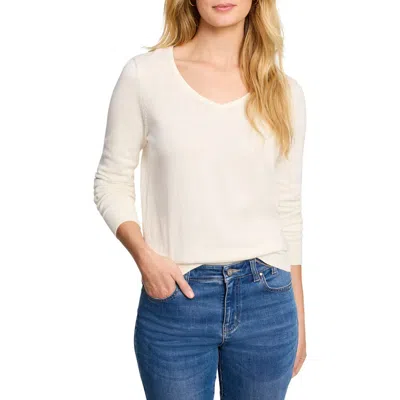 Nic + Zoe Nic+zoe Set In V-neck Sweater In White