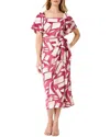Nic + Zoe Nic+zoe Shadow Blocks Wrap Skirt Midi Dress In Red