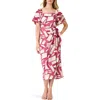 Nic + Zoe Nic+zoe Shadow Blocks Wrap Skirt Midi Dress In Red Multi