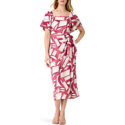 NIC + ZOE NIC+ZOE SHADOW BLOCKS WRAP SKIRT MIDI DRESS