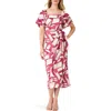 Nic + Zoe Nic+zoe Shadow Blocks Wrap Skirt Midi Dress In Red Multi