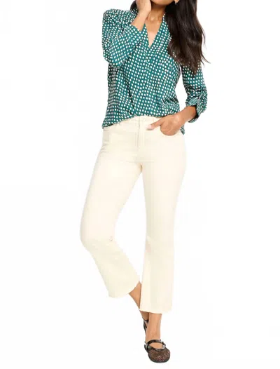 Nic + Zoe Shadow Dot Long Sleeve Top In Green