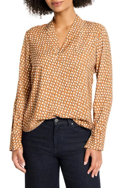 Nic + Zoe Shadow Dot Top In Neutral Multi In Brown