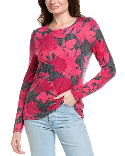 Nic + Zoe Nic+zoe Shadow Floral Long Sleeve Shirttail T-shirt In Red