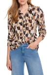 Nic + Zoe Nic+zoe Shadow Play Crinkle Button-up Shirt In Brown Multi