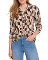 Nic + Zoe Nic+zoe Shadow Play Crinkle Button-up Shirt In Brown Multi